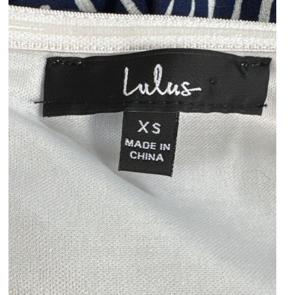 Lulu's Blue & White Striped Tie Front Strapless Romper Size XS - Picture 6 of 14